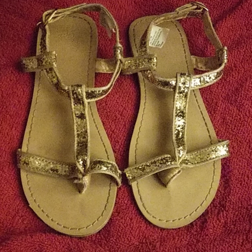 Girls Glittery Gold Sandals